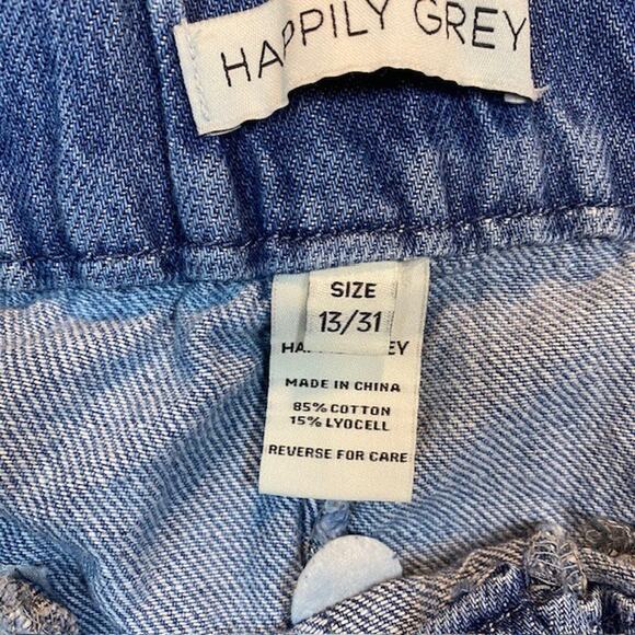 Happily Grey Wide Leg Jeans Womens 13 34x31 Lightweight Pants Blue Medium Wash - Picture 3 of 8